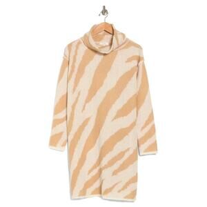 Stitchdrop Sitka Dress Turtleneck Long Sleeve Sweater Ice Zebra Stripe NWT Small